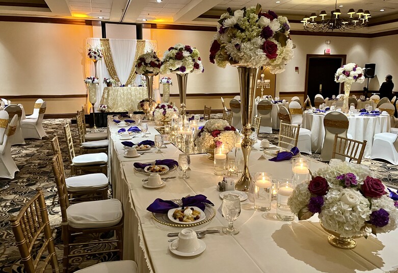 a table set for a wedding reception